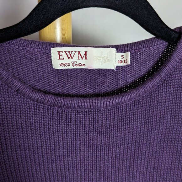 Vintage EMW deep purple cotton scoop neck knit sweater - Picture 4 of 4